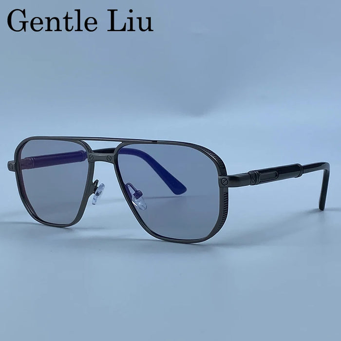 Square Punk Metal Frame Sunglasses Men 2026 Luxury Designer Vintage Steampunk Double Bridge Hip Hop Sun Glasses Outdoor Shades