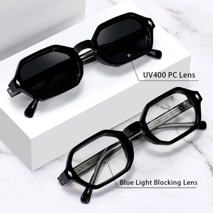 HBK New Fashion Polygon Men Sunglasses Small Frame Cupronickel Core Insert Leg Sun Glasses Outdoor Party Vacation Travel