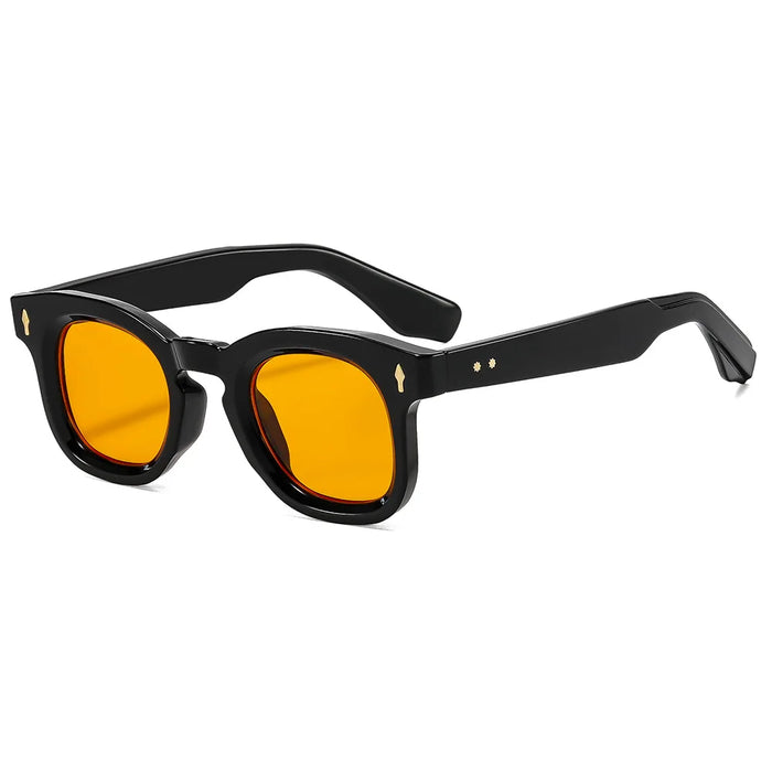 Ins Popular Women Square Sunglasses Men Vintage Rivets Punk Female GREEN Shades UV400 Fashion Male Sun Glasses