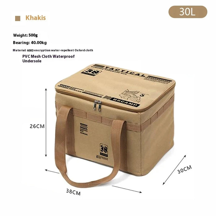 Bolsa de camping táctica aislada e impermeable de 30L/42L/56L, caja de almacenamiento plegable para vajilla de pícnic al aire libre, batería de cocina de campo de gran capacidad.