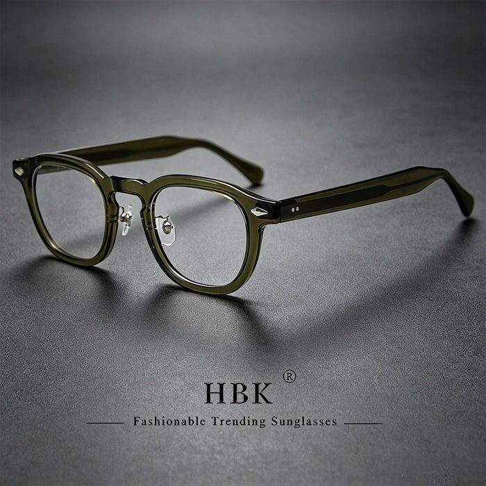 HBK Retro Oval Glasses Frames Transparent Lenses Men High Quality TR-90 Frame Glasses Women's Anti BlueLight Computer Glasses
