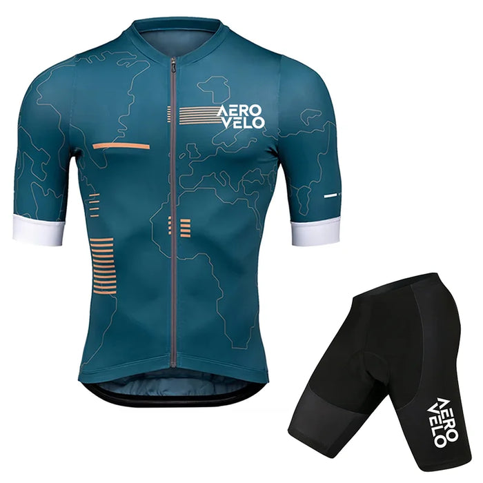 AERO VELO Cycling Jersey Set Men Cycling Clothing Summer Road Training Bike Shirts Suit Bicycle Bib Shorts MTB Uniform