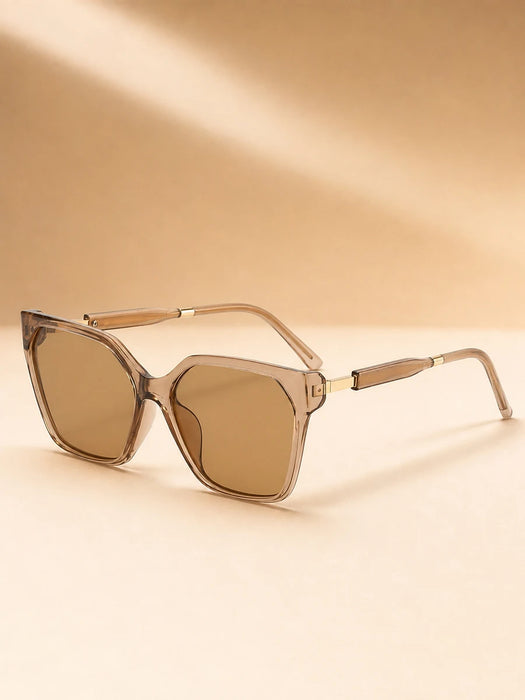 Gafas de sol de ojo de gato cuadradas de alta gama con costura de borde dorado en las patas, gafas de sol de lujo ligero para mujer