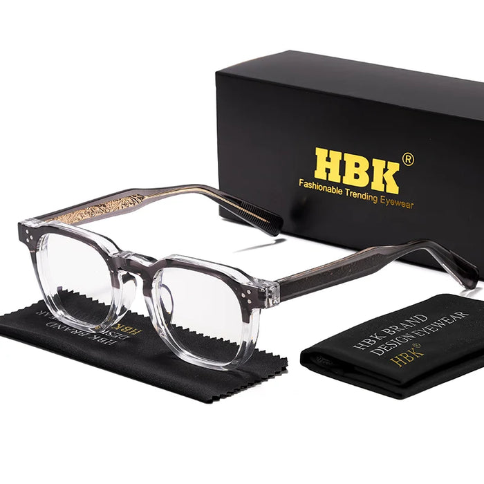 HBK Retro Square Glasses Frames Men Flat Lenses Anti Blue Light TR90 Eyeglass Frames High-Quality Reading Eyeglasses for Women