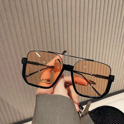Vintage Oversized Sunglasses Fashion Men Women Square Shades Eyewear Trendy Ins Popular Brand Design UV400 Sun Glasses