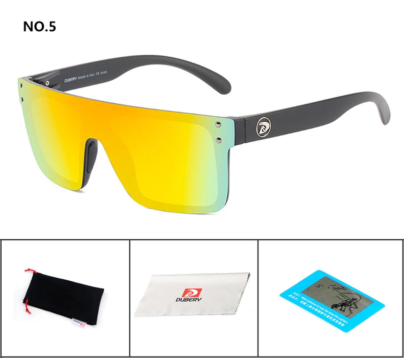 DUBERY Polarized Sunglasses One Piece Lens Men Oversized Sunglasses UV400 Women Rimless Fashion Safety Sun Glasses Italy Design