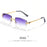 HBK Square Rimless Sunglasses Women TOP Quality Retro Metal Sun Glasses Men Luxury Party Business Gradient Shades 2024