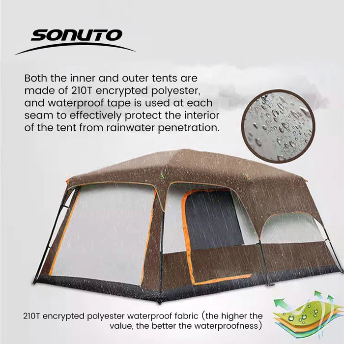 2025 Upgraded 4 Season Camping Tent 3-12 Person Waterproof Windproof Double Layer 2 Room Family Outdoor Backpacking Equipment