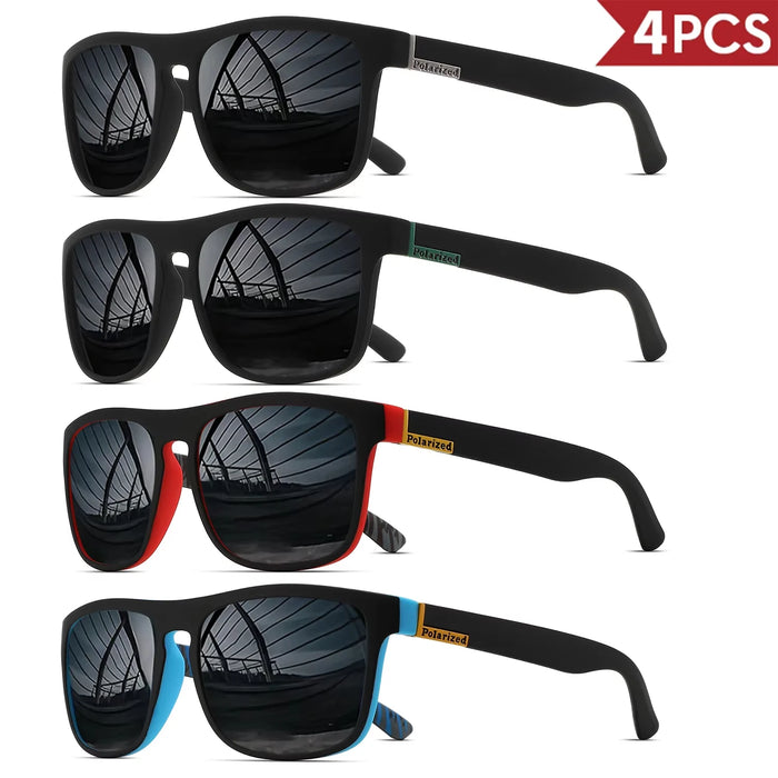 1-4 PCS Homme Classique Carré Polarisé Lunettes de Soleil Sport Légères Monture PC UV400 pour Conduite Pêche Cyclisme Unisexe Durabilité