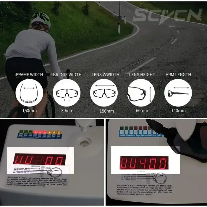 SCVCN-New Style Sunglasses Bicycle Eyewear Mountain Bike Cycl Goggles UV400 MTB Road for Men Photochromic Sport Cycling Glasses