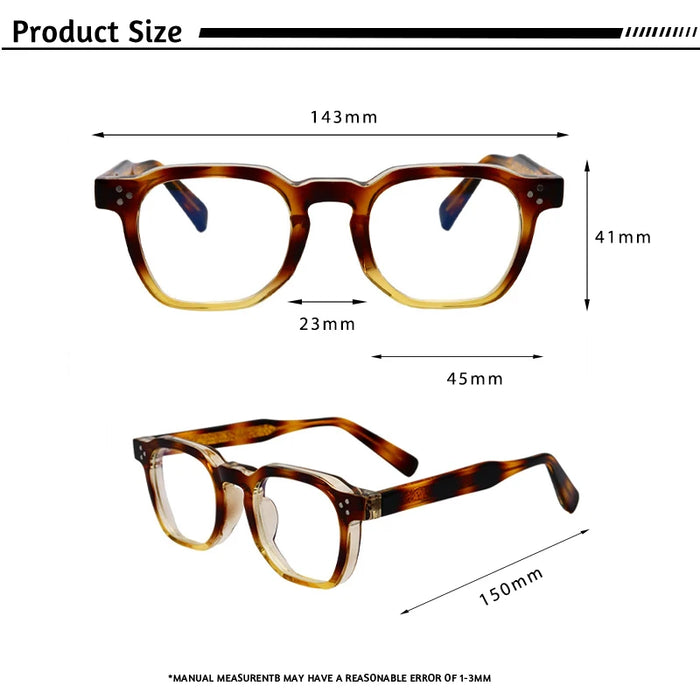 HBK Retro Square Glasses Frames Men Flat Lenses Anti Blue Light TR90 Eyeglass Frames High-Quality Reading Eyeglasses for Women