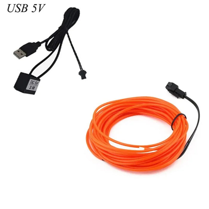 Flexible Neon Light Glow EL Wire Rope Cable LED Lights For Christmas Dance Rave Decoration DIY Shoes Clothing USB LED Strip Lamp