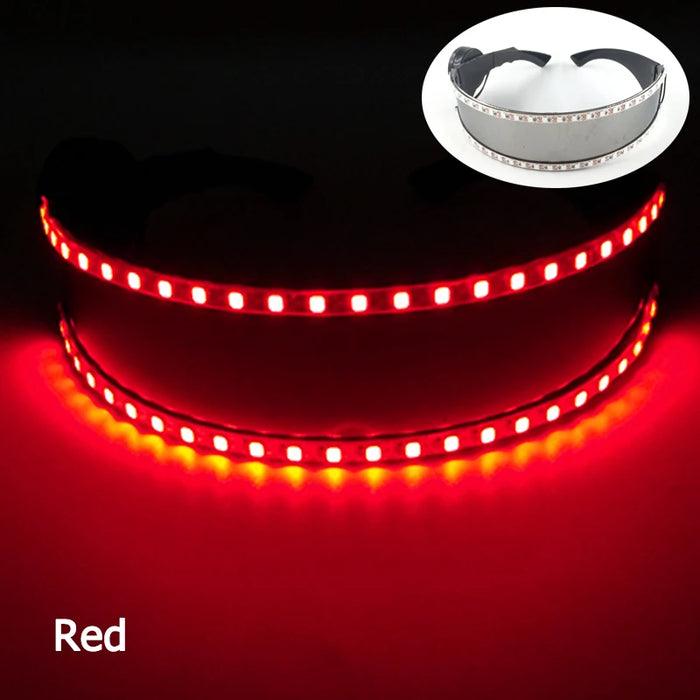 Gafas futuristas cyberpunk luminosas Rave Gafas iluminadas cibernéticas Visor LED que brilla para accesorios de espectáculo de música EDM