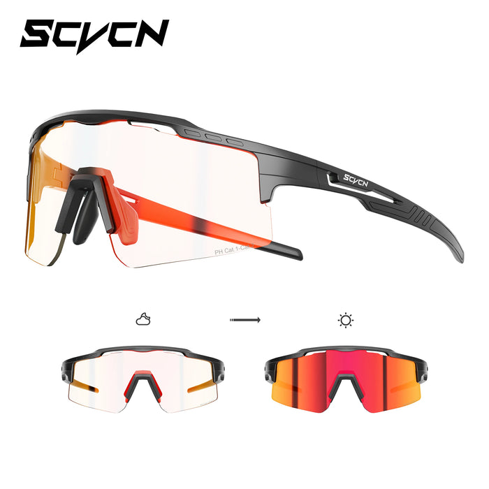 SCVCN UV400 Photochromic Outdoor Sports MTB Goggles Men Women Hiking Bike Riding Running Climbing Hydrophobic Eyewear Sunglasses
