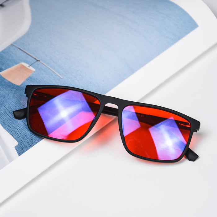 SHINU Red Glasses Blue Light Blocking Computer Glasses Orange Clear Lenses Glasses Anti Radiation Protection Eyeglasses