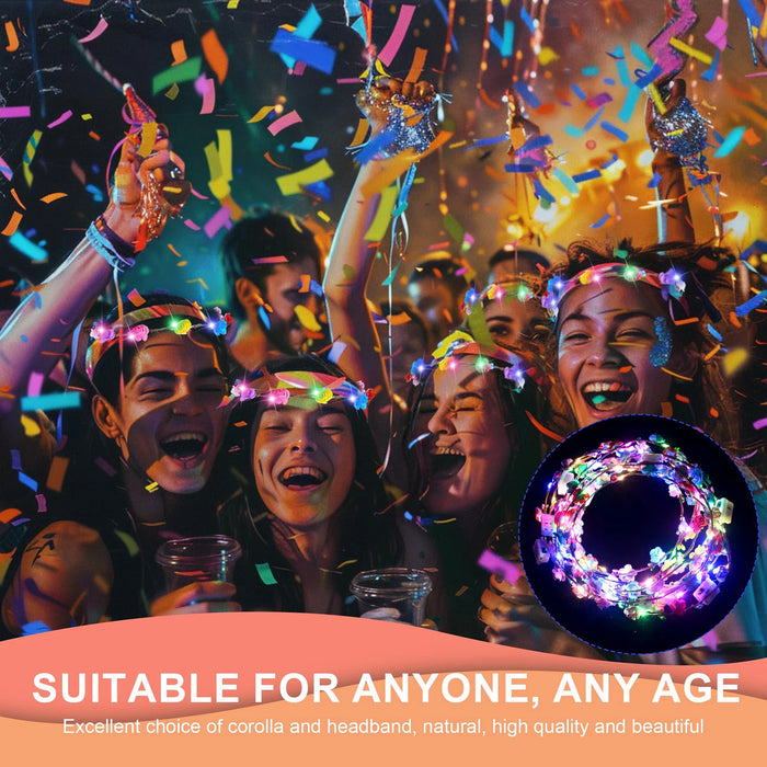10-300Pcs LED Flower Crowns Light Up Headbands Glowing Flower Crown Garland Glow in the Dark Headband for Wedding Party favors