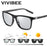 VIVIBEE Gafas de sol polarizadas fotocromáticas de cambio de color, montura gris para hombre, cuadradas clásicas, lentes de transición camaleónicas