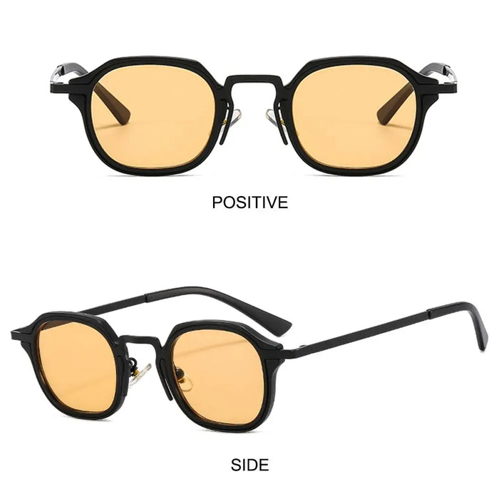 Fashion Small Square Sunglasses for Women Men Retro Tea Brown Punk Shades Vintage Trendy Driving Sun Glasses