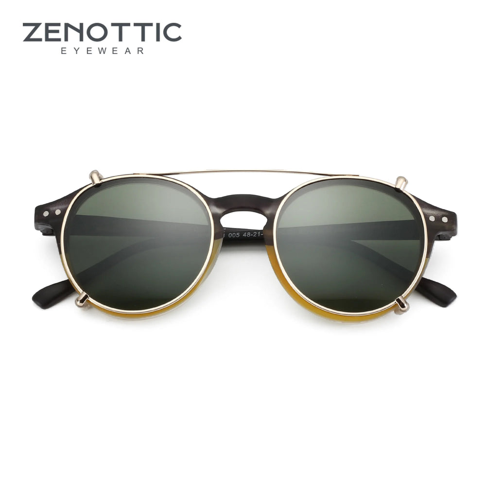 ZENOTTIC-Steampunk Style Clip On Sunglasses for Men Women Anti Blue Light Glasses+Polarized Clip Fashion/Retro Computer Eyewear