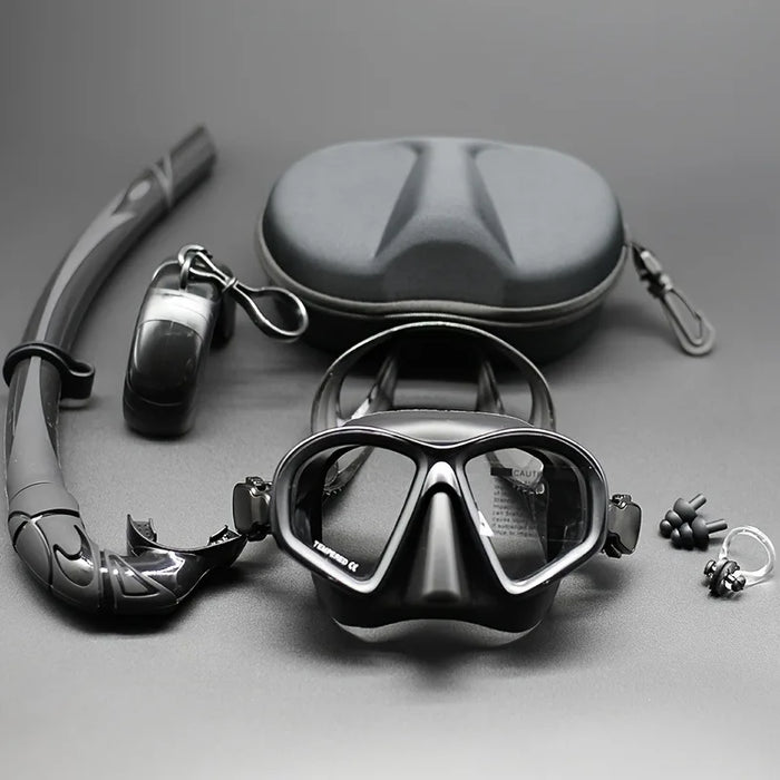 Professional Wet Low Volume Freediving Mask, Tempered Glass Dive Mask, J-Type Diving Mask, Snorkel Set, Buceo, 수영, 스노클링, 마스크