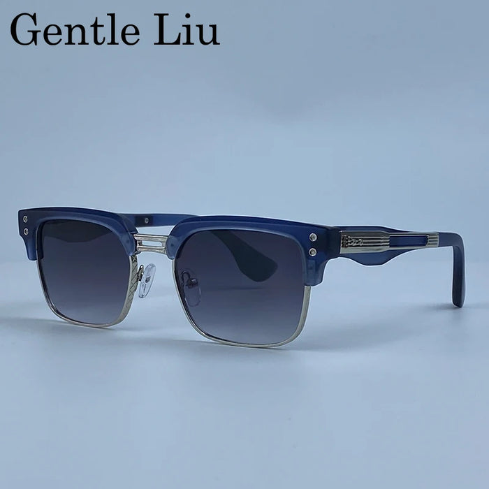 Retro Photochromic Classic Square Punk Sunglasses Men Metal Frame Driving Sun Glasses Male Vintage Luxury Brand Eyewear Shades