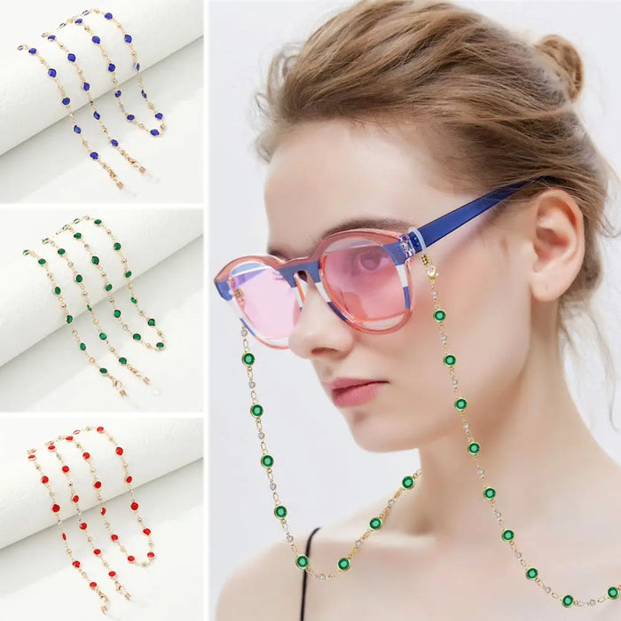Vintage Long Crystal Glasses Chain Eyeglass Lanyard Glasses Necklace Eye wear Accessories
