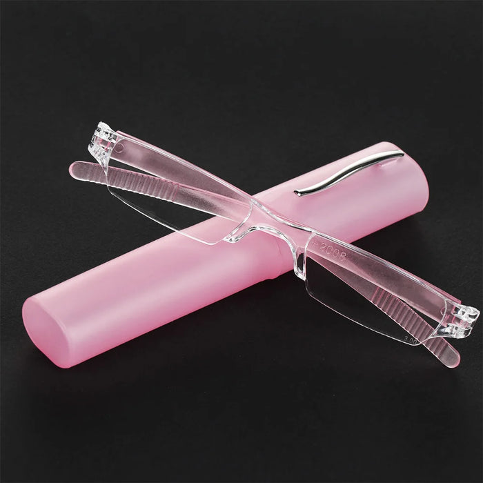 1PC Mini Portable Metal Reading Glasses With Case Vision Care Retro Light Weight Resin Lens Readers Presbyopic Eyeglass+1.0~+4.0