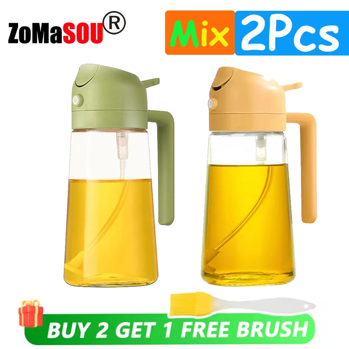 1-4Pc 2-in-1 Sprayer Pourer Oil Empty Bottle Plastic Oil Container Dispenser Vaporizer Kitchen Barbecue Camping Cooking Utensils
