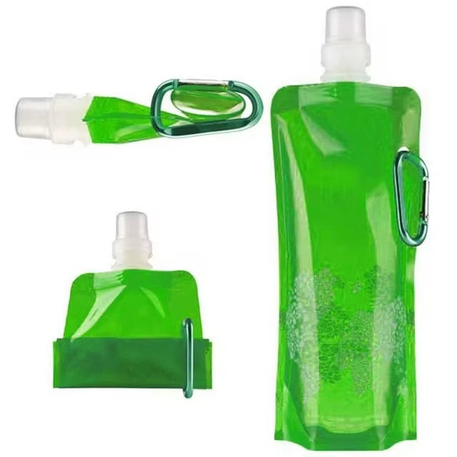 500ML Botella de agua plegable de silicona ultraligera portátil Bolsa de agua plegable Suministros deportivos al aire libre Senderismo Camping Bolsa de petaca blanda