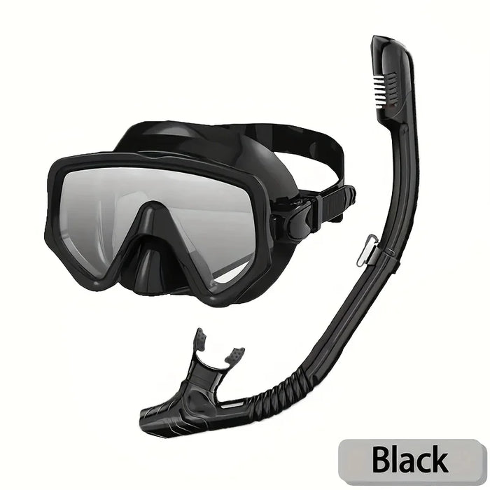 Scuba Diving Mask Snorkel Set For Adults Tempered Glass Professional Panoramic Snorkeling Gear Swimming Training Snorkel Kit