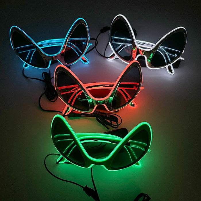 Lunettes lumineuses pour artistes de boîte de nuit Lunettes LED Fête Danse Rave Noël 6V LED Lunettes de soldat futuristes Lumières néon