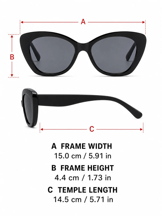 Gafas de Sol Clásicas Ojo de Gato para Mujer, Gafas de Sol Retro de Moda con Montura Gruesa para Exteriores