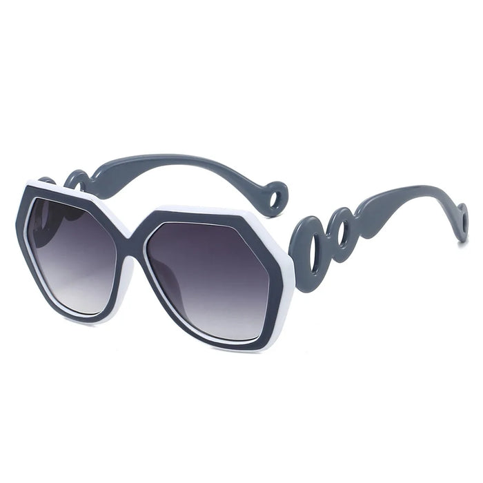 Ins New Trend Retro Gradient Hexagonal Women Sunglasses Personality Contrast Irregular Frame Design Men Versatile Gafas De Sol