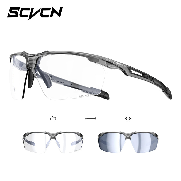 SCVCN Photochromic Cycling Glasses Men UV400 Bicycle Glasses MTB Outdoor Sports Cycling Sunglasses Road Bike Glasses Eyewear