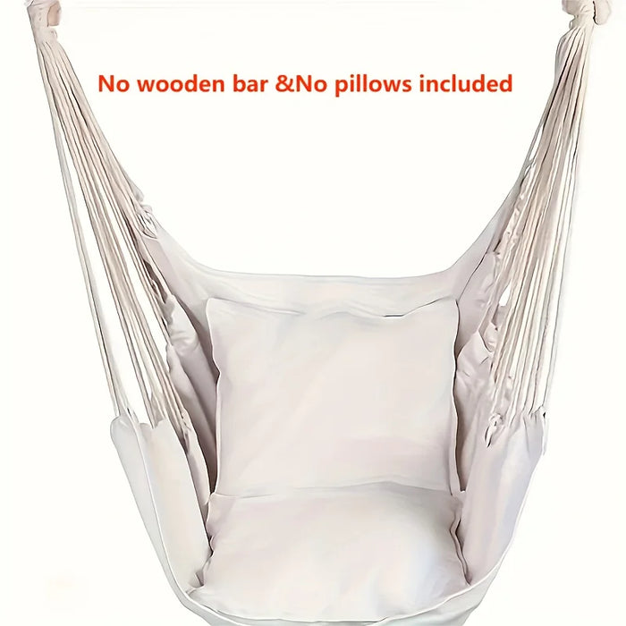 Portable 2-in-1 Hammock Chair Durable Striped Fabric Comfortable Hanging Lounger Camping Essential