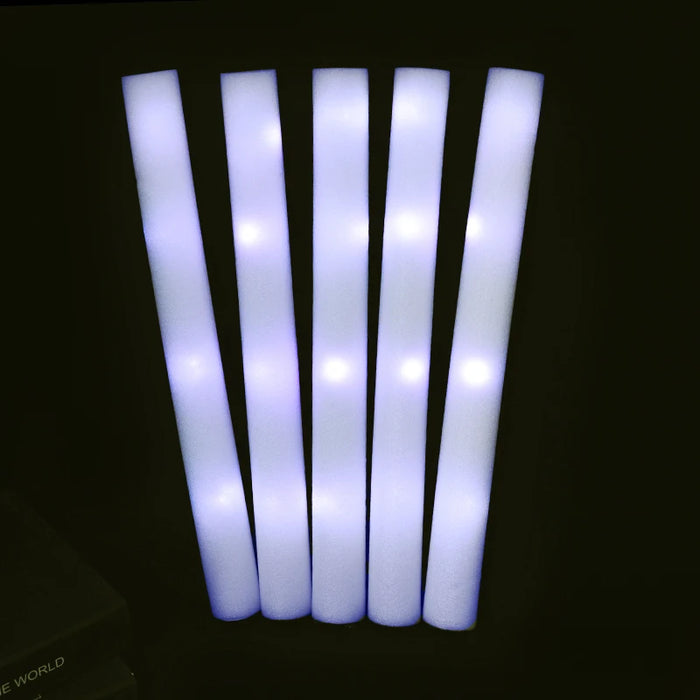 30Pcs RGB LED Glow Foam Stick Bulk Colorful LED Glow Sticks Cheer Tube Dark   Light Birthday Wedding Party Supplies