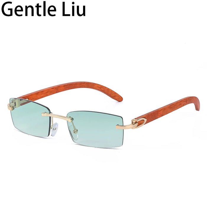 Punk Rimless Rectangle Sunglasses Men 2026 Fashion Vintage Trendy Small Square Sun Glasses for Male Frameless Eyewear UV400