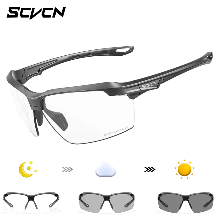 SCVCN Photochromic Bike Glasses UV400 Men Women Cycling Sunglasses MTB Mountain Outdoor Sports Eyewear Driving Fishing Camping