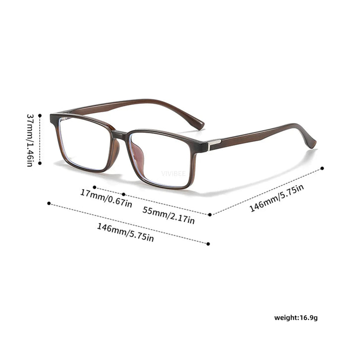 VIVIBEE Classic Square Blue Light Blocking Glasses TR90 Men Women Office Anti Light Black Eyeglasses Computer Filter Goggles