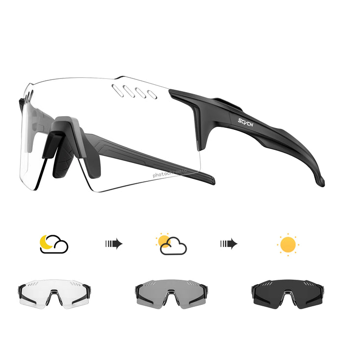 SCVCN Photochromic Cycling Glasses Outdoor Running Eyewaer Fashion Sports Bicycle Sunglasses MTB Road Bike Glasses