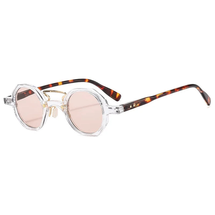 Lunettes de Soleil Rondes Vintage pour Femmes, Mode, Verres Clairs Océan, Protection UV400, Rivets, Hommes, Oculus