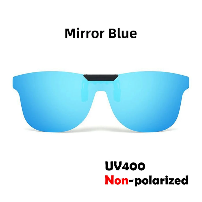 VIVIBEE Square Non Polarized Flip Up Clip On Sunglasses Dark Anti Glare Lens UV400 See Digital Screen Car Driving Sun Glasses