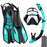 Mask Fin Snorkel Set Snorkel Gear for Adult Panoramic View Snorkel Mask Adjustable Dive Flipper Dry Top Snorkel and Travel Bag