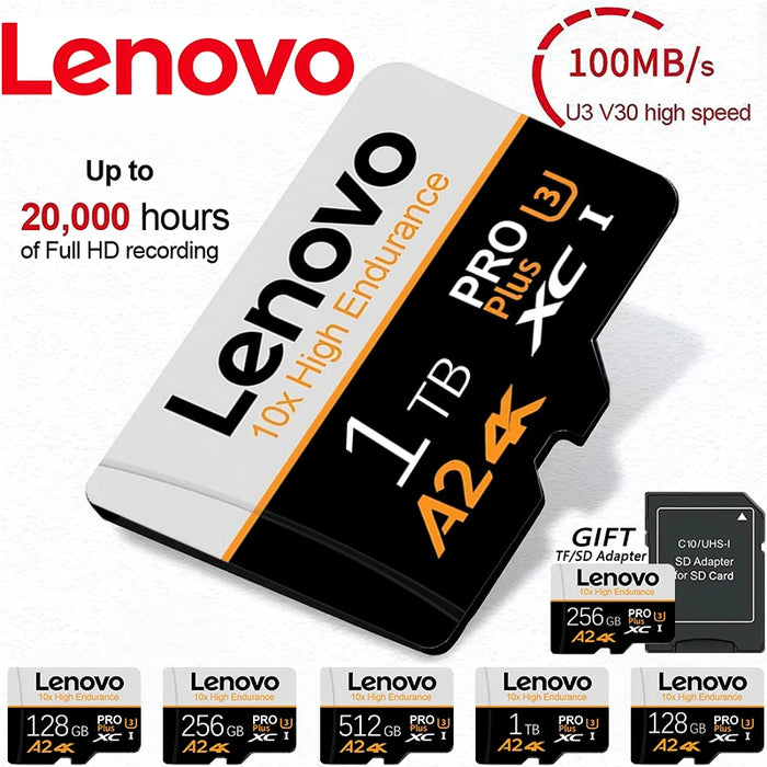 Lenovo Extended Capacity Micro TF SD TF Cards SD Cards Memory Card 512GB 1TB 256GB Durability U1 Waterproof for Camera / Tablet