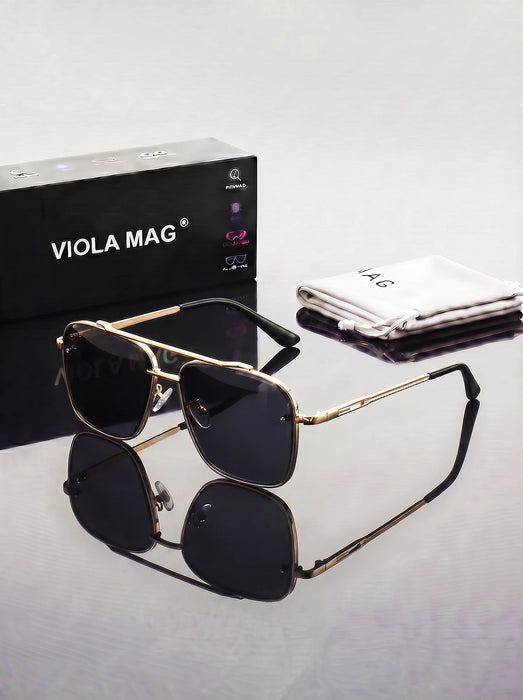Gafas de sol de aviador con doble puente de estilo retro de lujo VIOLA MAG, gafas de piloto prémium, gafas de sol cuadradas de diseñador de moda con protección