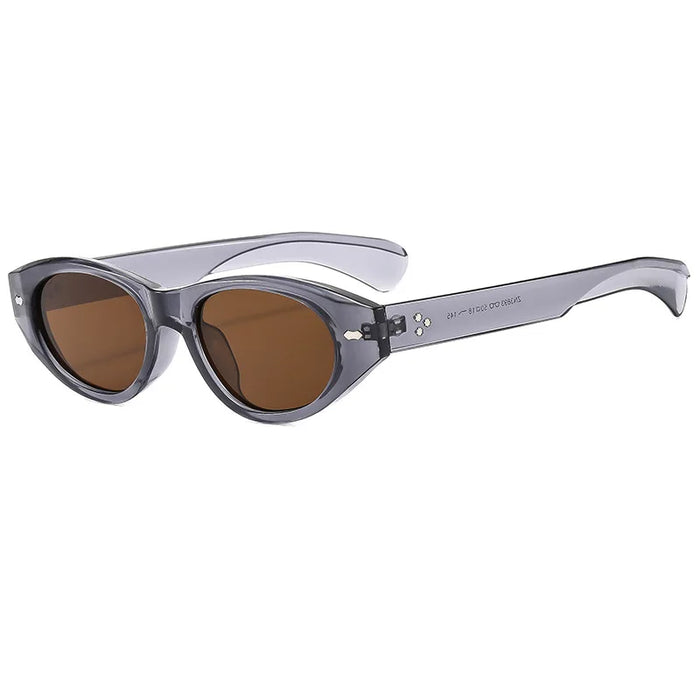 Retro Small Oval Sunglasses Women Men Rivets Shades Fashion Eyewear Luxury Sun Glasses UV400 Brand Oculus Female Gafas