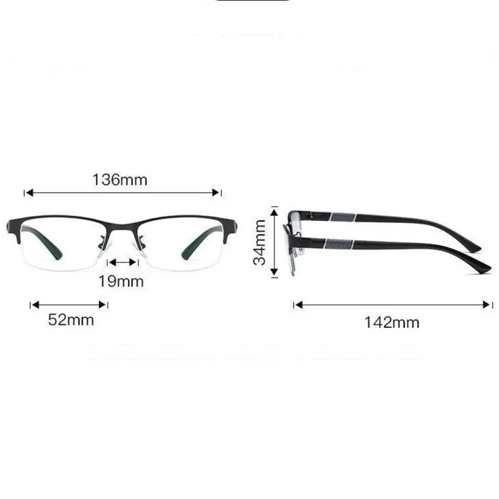 1PC Men's Business Photochromic Myopia Glasses Half Frame Metal Blue Light Blocking Eyewear Classic UV Shades Sunglasses