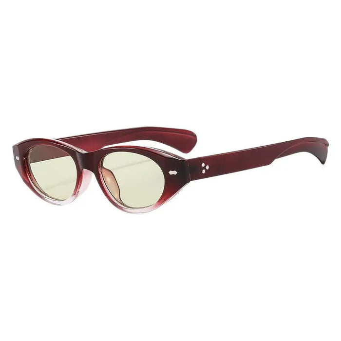 Retro Small Oval Sunglasses Women Men Rivets Shades Fashion Eyewear Luxury Sun Glasses UV400 Brand Oculus Female Gafas