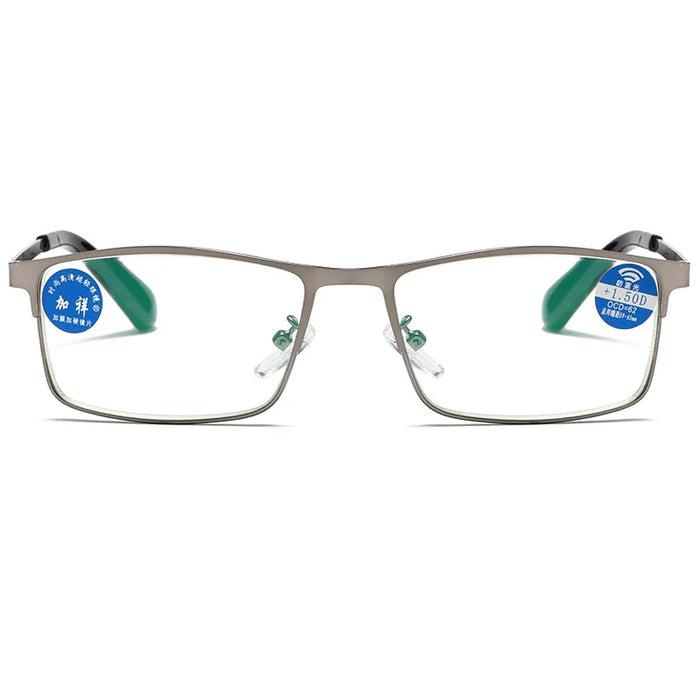 Stainless Steel Men Business Reading Glasses for Reader Mens Blue Light Blocking Presbyopia Optical Eyeglasses +1.0 1.5 2.0 2.5
