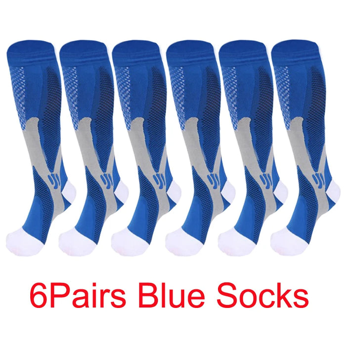 6Pairs Compression Socks 20-30mmHg High Stockings Men & Women Sports Marathon Cycling Football Varicose Veins EU35-45